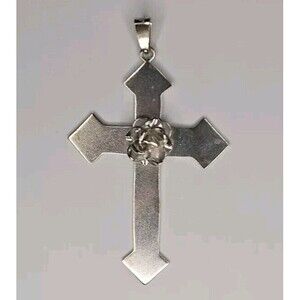 Silver 925 Cross Crucifex Pendant Charm Rose